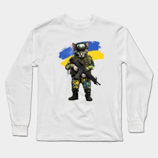 Càt ukrainian soldier Long Sleeve T-Shirt